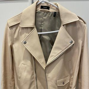 Theory Casual Moto Jacket Leather--Cream color, XS, Like New Condition, Worn 1x